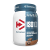 Envase de proteína en polvo Dymatize ISO100 Hydrolyzed, que contiene 25 gramos de proteína por porción, 5.5 gramos de BCAA y 2.2 gramos de azúcar. Ofrece 20 porciones por envase y es ideal para la recuperación muscular y el aumento de masa magra. Sabor a chocolate.