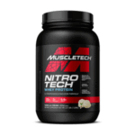 Proteína en polvo MuscleTech Nitro Tech Whey Protein sabor vainilla crema, envase de 2.27 kg. Contiene 28 g de proteína por porción, 3 g de carbohidratos y 6.6 g de BCAA. Ideal para la construcción muscular y la recuperación post-entrenamiento. Su fórmula avanzada está diseñada para maximizar el crecimiento muscular y mejorar el rendimiento atlético. Perfecto para atletas y entusiastas del fitness que buscan un suplemento de alta