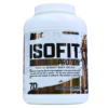 Envase de proteína en polvo Isofit de Nutrex, sabor chocolate. Este producto contiene 70 porciones de aislado de suero de leche de alta calidad, diseñado para ayudar en la recuperación muscular y el desarrollo de masa magra. Ideal para deportistas y personas activas que buscan mejorar su rendimiento físico y nutricional.