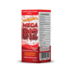 Suplemento alimenticio Mega B12 en jarabe, con 1000 mcg de cianocobalamina por dosis. Presentación de 150 ml, ideal para apoyar la salud del sistema nervioso y la producción de glóbulos rojos. Incluye información nutricional detallada en el envase. Perfecto para quienes buscan un aporte adicional de vitamina B12 en su dieta.
