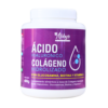 Suplemento de ácido hialurónico y colágeno hidrolizado de Abby's, presentado en un envase de 400 gramos. Contiene glucosamina, biotina y vitamina C, diseñado para mejorar la salud de la piel, articulaciones y cabello. Ideal para quienes buscan un complemento alimenticio que apoye la hidratación y elasticidad de la piel.