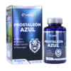 Suplemento Prostateleón Azul de Labmac, presentado en un envase de 50 cápsulas de 600 mg. Contiene ingredientes naturales como Mashua, Licopeno, Saw Palmetto y Maca Negra, formulados para apoyar la salud prostática. Ideal para hombres que buscan mejorar su bienestar.