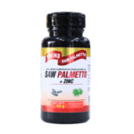 Suplemento de Saw Palmetto con Zinc en cápsulas, presentado en frasco negro de 60 cápsulas. Este producto está diseñado para apoyar la salud prostática y el bienestar general. Contenido neto de 84 g, ideal para quienes buscan un complemento natural en su dieta. Perfecto para hombres que desean mejorar su salud.
