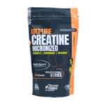 Paquete de creatina micronizada de 300 g de la marca HochSport, diseñado para mejorar la fuerza, resistencia y recuperación en deportistas. Presenta un diseño atractivo en tonos negro y naranja, destacando su fórmula profesional.