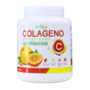 Envase de colágeno hidrolizado con vitamina C de la marca Aradhe. El producto está diseñado para mejorar la salud de la piel, cabello y uñas. Contiene ingredientes que promueven la producción natural de colágeno en el organismo. Ideal para quienes buscan un suplemento que apoye la elasticidad y firmeza de la piel. Su presentación en polvo facilita la mezcla con bebidas.