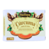Jabón de rostro Eternya con extracto de cúrcuma y aceite de bergamota, presentado en barra de 70 gramos. Este producto está diseñado para limpiar y revitalizar la piel, aprovechando las propiedades antioxidantes y antiinflamatorias de la cúrcuma. Ideal para todo tipo de piel, ayuda a iluminar el rostro y mejorar su textura.