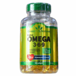 Suplemento de Omega 3-6-9 de Green's & Natural en frasco de 120 cápsulas blandas. Este producto promueve la salud del corazón y las articulaciones, proporcionando una fuente equilibrada de ácidos grasos esenciales. Ideal para quienes buscan mejorar su bienestar general y mantener un estilo de vida saludable.