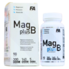 Suplemento Mag plus B de FA, que contiene 90 cápsulas, enriquecido con magnesio, potasio y vitamina B6. Este producto contribuye al funcionamiento normal del sistema nervioso y ayuda a reducir el cansancio y la fatiga. Ideal para quienes buscan mejorar su bienestar general y mantener un equilibrio mineral adecuado en el organismo.