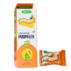 Caja de propóleo y caramelos mentolados Propolio de la marca V2, con un diseño atractivo en tonos naranja y amarillo. El producto incluye una caja de 500 g y un caramelo individual envuelto. Ideal para fortalecer el sistema inmunológico y aliviar molestias de garganta. Perfecto para quienes buscan opciones naturales para el bienestar.