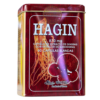 Envase de cápsulas blandas HAGIN que contiene 870 mg de extracto de ginseng y extracto de ganoderma. El producto incluye 60 cápsulas y es de origen coreano. Ideal para quienes buscan beneficios de estas hierbas en su salud y bienestar.