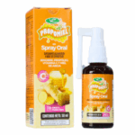 Spray Oral Propomiel de 50 ml, un suplemento alimenticio a base de jengibre, propóleo, vitamina C y miel de abeja. Ideal para fortalecer el sistema inmunológico y mejorar la salud bucal. Presentado en un práctico envase con pulverizador, facilita su uso diario. Perfecto para quienes buscan un producto natural y efectivo para el bienestar.
