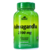 Botella de Ashwagandha 2100 mg de Alfa, que contiene 60 cápsulas. Su fórmula está diseñada para reducir los niveles de cortisol y mejorar el bienestar general. Producto natural con respaldo clínico que apoya la salud mental y física. Ideal para quienes buscan un suplemento adaptógeno.