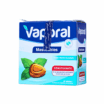 Caja de Vaporal Masticables sabor mentol eucalipto, un producto coadyuvante para el alivio de molestias respiratorias. Contiene 30 tabletas masticables que ayudan a descongestionar y refrescar la garganta. Ideal para uso diario y fácil de llevar.