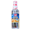 Botella de aceite con extracto de coco de la marca GIF, presentada en formato spray. Ideal para hidratar la piel y el cabello, este aceite ofrece propiedades nutritivas y humectantes. Perfecto para el cuidado diario y para usar antes o después de la exposición al sol. Contiene 150 ml y es fácil de aplicar gracias a su práctico dispensador.