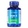 Frasco de cápsulas HGH-4 de Nutrifit, que contiene 60 cápsulas de 688 mg cada una. Este suplemento está diseñado para promover la producción natural de la hormona del crecimiento humano y mejorar el rendimiento físico. Ideal para quienes buscan optimizar su salud y bienestar.