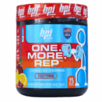 Suplemento deportivo BPI Sports One More Rep sabor Fruit Punch, diseñado para mejorar el rendimiento físico. Contiene 25 porciones y está formulado para aumentar la energía y la resistencia durante el entrenamiento. Ideal para atletas y entusiastas del fitness que buscan maximizar su rendimiento. Envase de 250 g.