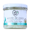 Frasco de aceite de coco 100% extra virgen de la marca Eco Love. El producto está envasado en un tarro de vidrio de 115 ml, con una etiqueta que destaca su pureza y proceso de extracción en frío. Ideal para cocinar, hidratar la piel y el cabello, este aceite de coco es una opción saludable y versátil en la cocina y el cuidado personal.