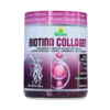 Envase de Biotina Collagen de Blessani, un complemento alimenticio en polvo que combina colágeno hidrolizado, biotina, coenzima Q10 y ácido hialurónico. Presentado en un frasco de 380 gramos, este producto está diseñado para mejorar la salud del cabello, piel y uñas. Ideal para quienes buscan fortalecer su belleza desde el interior. Sabor fresco y atractivo.