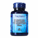 Suplemento nutricional Tribulus Terrestris de Nutrifit, presentado en frasco de 60 cápsulas de 750 mg cada una. Este producto está diseñado para potenciar el rendimiento físico y estimular la producción de testosterona de manera natural. Ideal para atletas y personas activas que buscan mejorar su rendimiento y bienestar general.