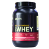 Envase de proteína en polvo Gold Standard 100% Whey de Optimum Nutrition, ideal para la recuperación muscular. Cada porción contiene 24 gramos de proteína de alta calidad, 5.5 gramos de BCAA y es baja en carbohidratos. Perfecta para quienes buscan aumentar su masa muscular y mejorar su rendimiento físico. Ideal para mezclar en batidos o recetas saludables.