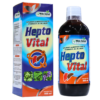 Suplemento alimenticio Hepto Vital de 500 ml, diseñado para apoyar la salud hepática. Contiene vitaminas B1, B2, B6 y B12, así como extractos naturales. Ideal para mantener un hígado saludable y mejorar la función digestiva. Presentación en botella y caja, fácil de usar.