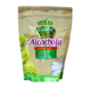 Paquete de alcachofa en polvo de la marca Green Life, ideal para mejorar la salud digestiva. Este producto 100% natural se presenta en un envase de 400 gramos, destacando sus beneficios como auxiliar en la pérdida de peso y en la desintoxicación del organismo. La etiqueta incluye información nutricional y recomendaciones de uso. Perfecto para incorporar en batidos, infusiones o recetas saludables.
