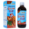 Suplemento alimenticio G@S-THRI FLUX de 500 ml, presentado en una botella oscura con etiqueta colorida. Contiene ingredientes naturales como canela y guaraná, diseñado para mejorar la salud digestiva y el bienestar general. Ideal para quienes buscan un complemento que apoye la función intestinal y la energía diaria. Se presenta junto a su caja, que incluye información sobre su uso y beneficios.