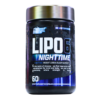 Suplemento nutricional Lipo 6 Nighttime de Nutrex, diseñado para apoyar la pérdida de peso y mejorar la calidad del sueño. Contiene 60 cápsulas que ayudan a la relajación y la regeneración del cuerpo durante la noche, promoviendo un sueño reparador. Ideal para quienes buscan optimizar su rutina de pérdida de peso mientras descansan adecuadamente.
