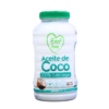 Botella de aceite de coco 100% extra virgen de la marca Eco Love. Envase de 980 ml, ideal para cocinar, hidratar la piel y el cabello. Producto natural y versátil, perfecto para una dieta saludable y cuidado personal.