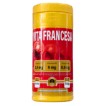 Envase de Vita Francesa de 700 g, suplemento alimenticio en polvo con vitaminas A, D y E. Formulado para ayudar a mantener la salud y el bienestar general. Contiene 0,9 mg de vitamina A, 9 mg de vitamina D y 0,9 mg de vitamina E. Ideal para complementar la dieta diaria y fortalecer el sistema inmunológico. Presentación en envase amarillo con diseño atractivo.