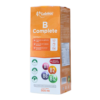 Imagen del producto Labmac B Complete, un suplemento alimenticio en formato líquido de 500 ml. Este producto está diseñado para contribuir al funcionamiento del sistema nervioso y mejorar el metabolismo. Contiene varias vitaminas del complejo B, incluyendo B1, B2, B6 y B12, esenciales para la salud y el bienestar. La caja destaca su efectividad y un sello de 