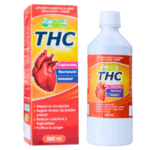 Suplemento alimenticio en jarabe THC de Nature's Pharma, presentado en un envase de 500 ml. Diseñado para mejorar la circulación, regular los niveles de presión arterial, reducir colesterol y triglicéridos, y purificar la sangre. Ideal para quienes buscan un apoyo natural en la salud cardiovascular.
