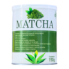 Envase de polvo de matcha de 150 gramos, con beneficios para la salud como la quema de grasa natural, control de peso, reducción de líquidos retenidos y mejora del sistema inmunológico. Ideal para preparar bebidas y como complemento en dietas saludables.