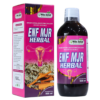 Suplemento herbal ENF MJR de 500 ml, diseñado para el bienestar femenino. Contiene ingredientes naturales que apoyan la salud reproductiva y menstrual. Presentado en un envase atractivo con información clara sobre sus beneficios y modo de uso. Ideal para quienes buscan alternativas naturales para el cuidado de su salud.