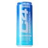Imagen de una lata de bebida energética C4 Smart Energy en sabor frambuesa azul, sin azúcar. La lata destaca por su diseño moderno y atractivo, ideal para quienes buscan un impulso de energía natural. Contiene ingredientes que ayudan a aumentar el metabolismo y apoyar la pérdida de peso, además de mejorar la concentración mental. Perfecta para deportistas y personas activas que desean mantenerse energizadas durante el día.