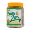 Frasco de 200 gramos de Fibra Vida, un suplemento alimenticio a base de psyllium. Este producto ayuda a mejorar la salud digestiva y reduce el riesgo de estreñimiento. Ideal para incorporar en la dieta diaria, se presenta en un envase transparente con tapa amarilla, destacando su nombre y beneficios en la etiqueta. Perfecto para quienes buscan aumentar su ingesta de fibra de manera natural.