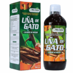 Suplemento natural de Uña de Gato con Sangre de Drago, presentado en un frasco de 500 ml. Este producto está diseñado para apoyar el sistema inmunológico y promover la salud general. En la etiqueta se destacan sus ingredientes y beneficios, ideal para quienes buscan opciones naturales para mejorar su bienestar.