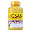 Suplemento alimenticio HIGSAN en cápsulas, que combina extractos de alcachofa (85 mg), boldo (110 mg) y cardo mariano (98 mg). Ideal para apoyar la salud hepática y digestiva. Envase de 100 cápsulas de 560 mg cada una, con un contenido neto de 56 g. Perfecto para quienes buscan un complemento natural en su dieta.