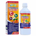 Suplemento de Vitamina C, D3 y Zinc de Nature's Pharma en frasco de 500 ml, diseñado para fortalecer el sistema inmunológico y mejorar la función cerebral.