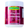 Envase de colágeno hidrolizado de Nature's Garden, peso neto 500 g. El producto contiene ingredientes beneficiosos como magnesio, vitamina C, calcio y ácido hialurónico, promoviendo la salud de la piel, articulaciones y huesos. Ideal para quienes buscan complementar su dieta con colágeno para mejorar la elasticidad y firmeza de la piel.