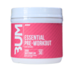 Envase de suplemento pre-entrenamiento BUM Essential Pre-Workout sabor sandía agria. Contiene 30 porciones y está diseñado para aumentar la energía y el rendimiento durante el ejercicio. Ideal para atletas y entusiastas del fitness que buscan un impulso antes de sus entrenamientos.
