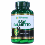 Frasco de suplementos de Saw Palmetto de Herbalmax, diseñado para hombres. Contiene 100 cápsulas blandas, formuladas para apoyar la salud prostática y el bienestar general. Ideal para quienes buscan un enfoque natural en el cuidado de la salud masculina.