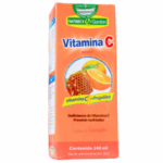 Jarabe de Vitamina C de Nature's Garden, 240 ml, sabor a naranja, indicado para prevenir deficiencia de vitamina C y resfriados, con propóleo.
