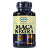Botella de suplementos de maca negra, contiene 100 cápsulas de 450 mg cada una. Este producto es conocido por sus beneficios energizantes y potenciadores de la libido. Ideal para personas que buscan mejorar su rendimiento físico y mental. La maca negra es un adaptógeno natural que también puede ayudar a equilibrar los niveles hormonales.