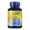 Suplemento Nutrifit B-Complex en frasco de 100 cápsulas blandas. Contiene ácido fólico, vitamina B12 y PABA, diseñado para promover la energía y el metabolismo. Ideal para quienes buscan un apoyo nutricional completo de vitaminas del grupo B.