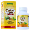 Suplemento nutricional Colon Live de Nature's Garden, presentado en un envase de 60 cápsulas. Contiene ingredientes naturales como aloe, linaza, avena y noni, diseñado para limpiar y desintoxicar el colon, mejorando el tránsito intestinal. Ideal para quienes buscan un apoyo en su salud digestiva.
