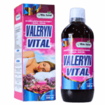Imagen de Valeryn Vital, un suplemento líquido de 500 ml que contiene extracto de valeriana y vitaminas del grupo B. El producto está diseñado para promover la relajación y el bienestar general. La caja incluye una imagen de una mujer descansando, lo que sugiere su uso para mejorar la calidad del sueño. Ideal para quienes buscan una alternativa natural para reducir el estrés y la ansiedad.