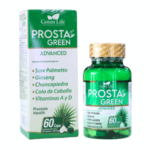 Suplemento Prosta Green Advanced de Green Life, diseñado para la salud prostática. Contiene 60 cápsulas con ingredientes como saw palmetto, ginseng, chancapiedra y cola de caballo, además de vitaminas A y D. Ideal para hombres que buscan apoyo en el bienestar de la próstata y el sistema urinario.