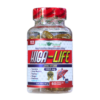 Suplemento Higa-Life de Living Natural, presentado en un frasco de 60 cápsulas. Cada cápsula contiene 1000 mg de coenzima Q10, ácido marino, vitamina E, omega 3 y vitaminas adicionales. Diseñado para promover la salud cardiovascular y el bienestar general. Ideal para quienes buscan un apoyo nutritivo diario.