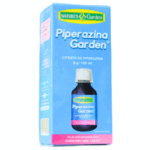 Piperazina Garden de Nature's Garden, solución oral de 120 ml con citrato de piperazina. Indicado para el tratamiento de parásitos intestinales, con una concentración de 8 g por cada 100 ml. Ideal para la desparasitación en humanos, fácil de administrar y efectivo.
